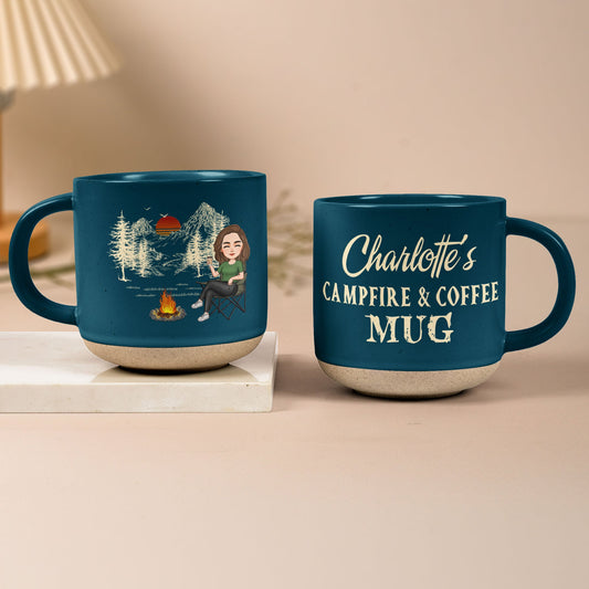 Campfire And Coffee Mug - Personalized Pottery Mug