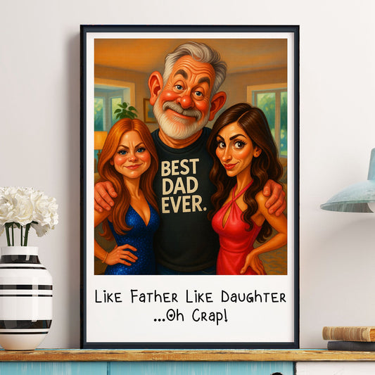 Father's Day Gifts, Caricature Your Photo - Father's Day Funny Gift For Dad, Family - Personalized Photo Poster