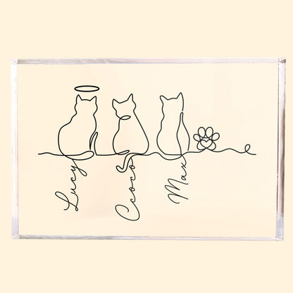 Cat Line Art Gift For Cat Lovers - Personalized Acrylic Plaque