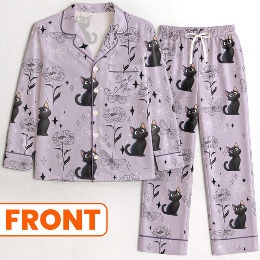 Cat Mom, Dog Mom - Personalized Satin Pajama Set