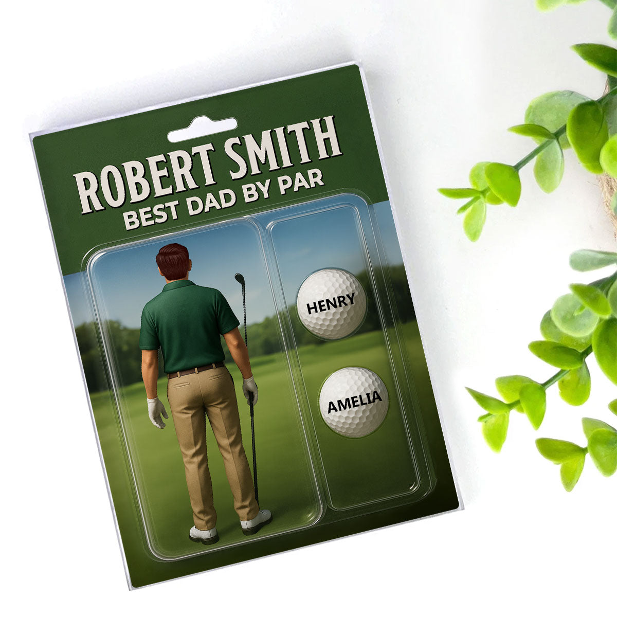 Custom Figure Best Dad By Par With Kids' Names Personalized Acrylic Block Plaque, Perfect  Gift For Dad, For Him, For Golf Lover