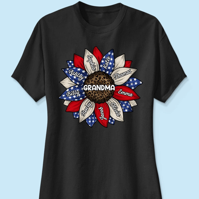 Grandma Leopard Nation Flag Sunflower Personalized Shirt