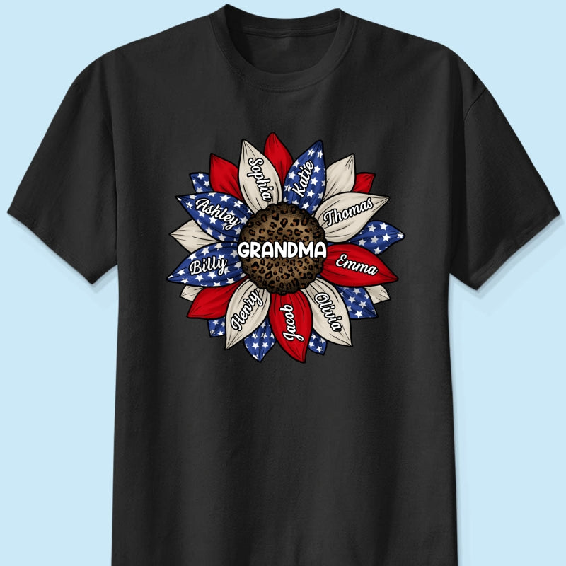 Grandma Leopard Nation Flag Sunflower Personalized Shirt