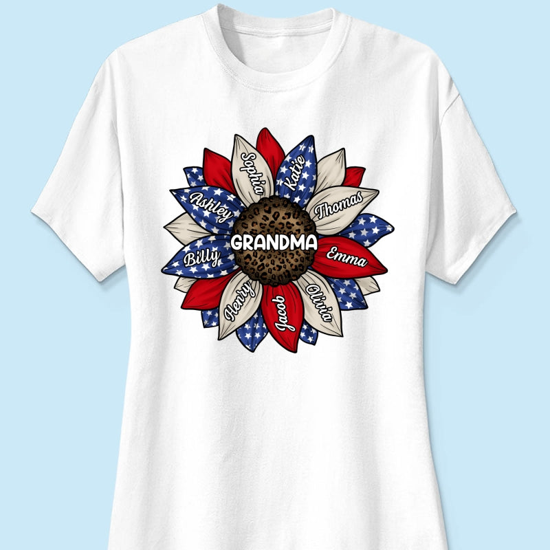 Grandma Leopard Nation Flag Sunflower Personalized Shirt