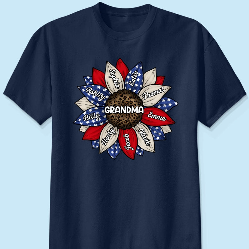 Grandma Leopard Nation Flag Sunflower Personalized Shirt