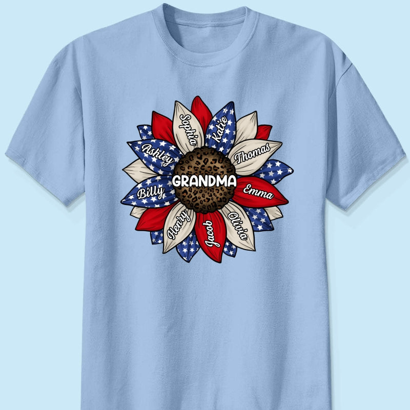 Grandma Leopard Nation Flag Sunflower Personalized Shirt