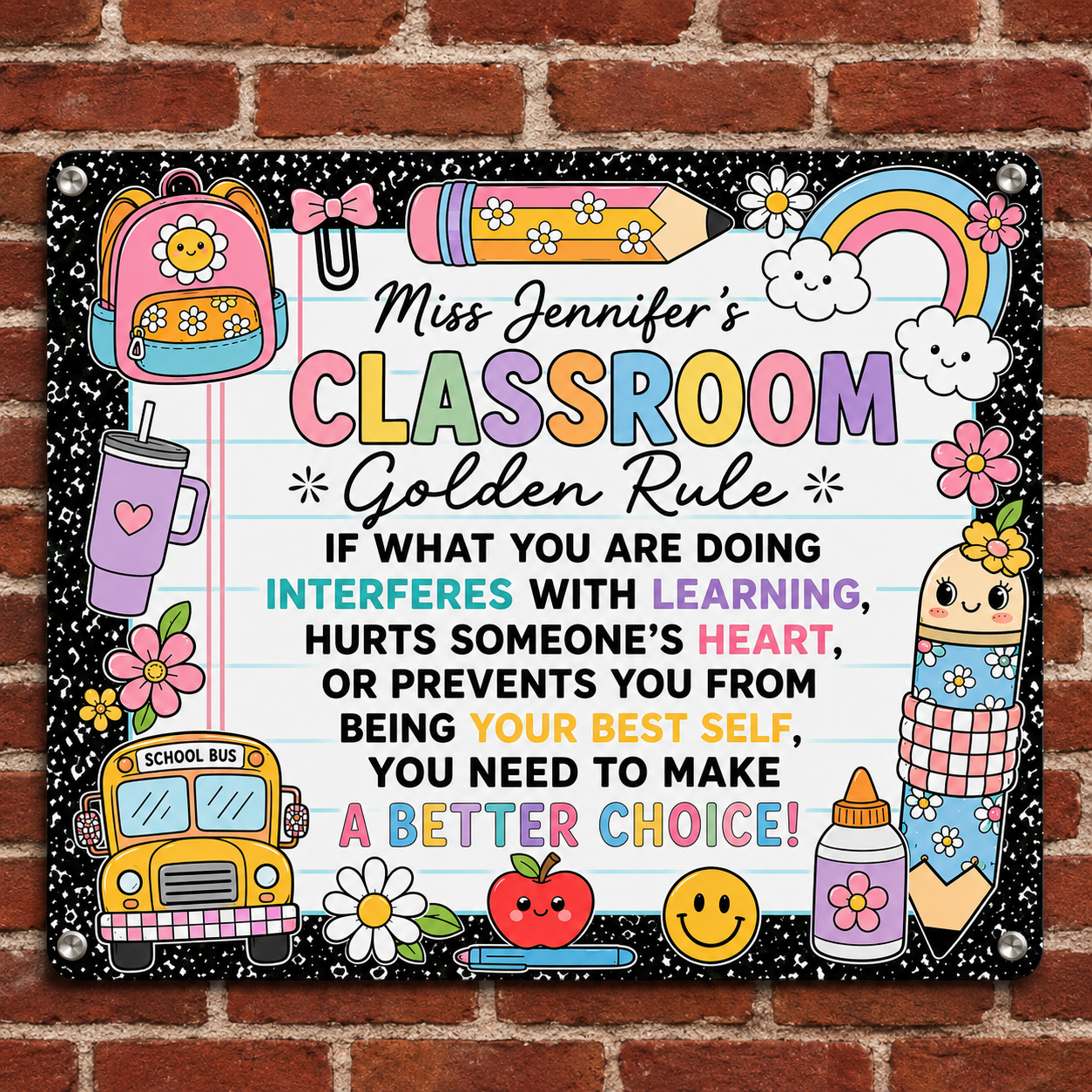 Classroom Golden Rule - Personalized Metal Sign