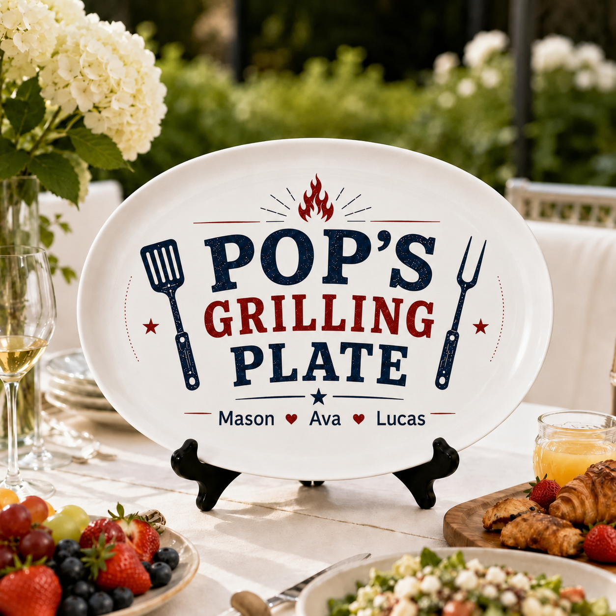 Personalized Grilling Platter Platter, Father's Day Grilling Custom Name Gift