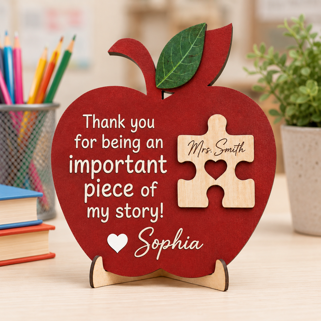 Thank You, Teacher - Personalized 2 Layers Wooden Plaque