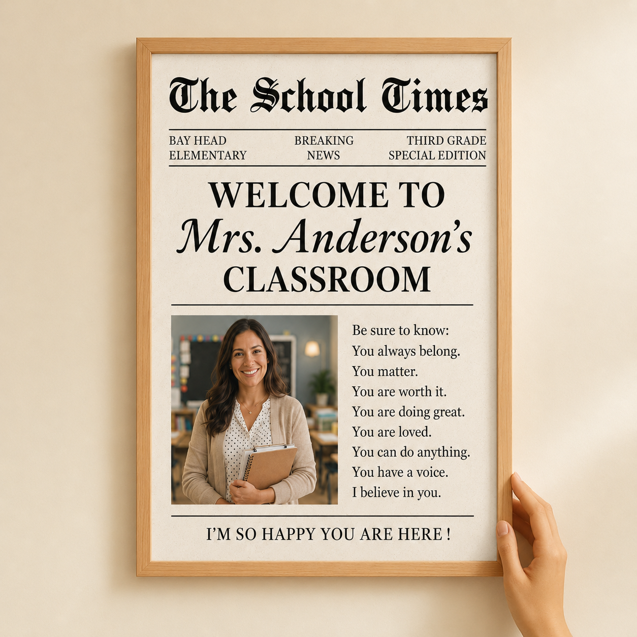 The Back To School Times Teacher Newspaper - Personalized Photo Poster/Canvas