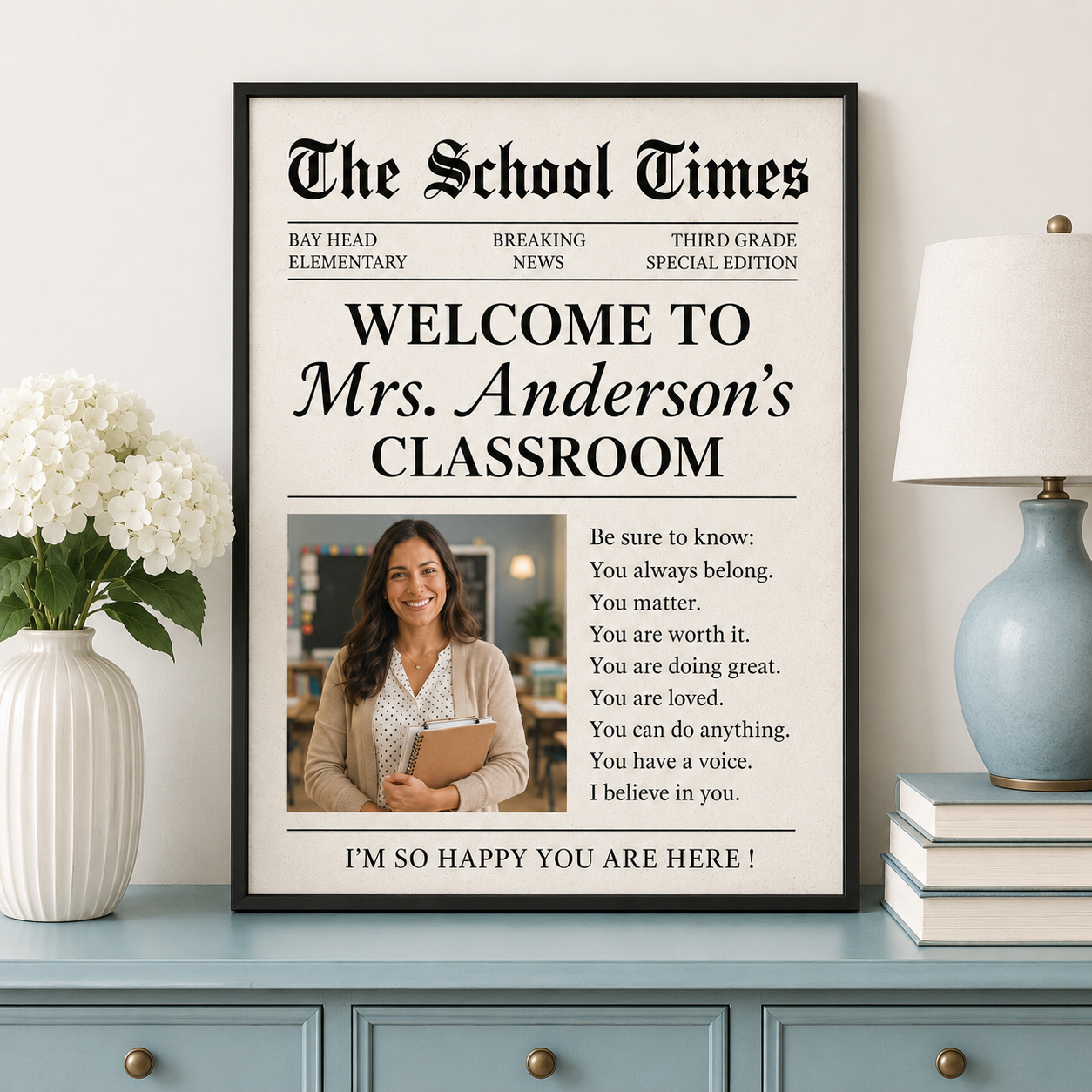 The Back To School Times Teacher Newspaper - Personalized Photo Poster/Canvas