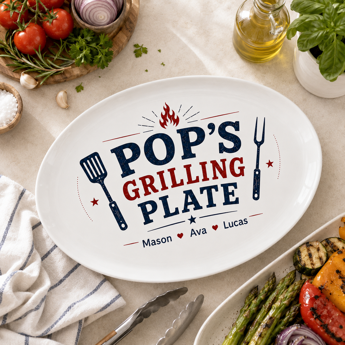 Personalized Grilling Platter Platter, Father's Day Grilling Custom Name Gift