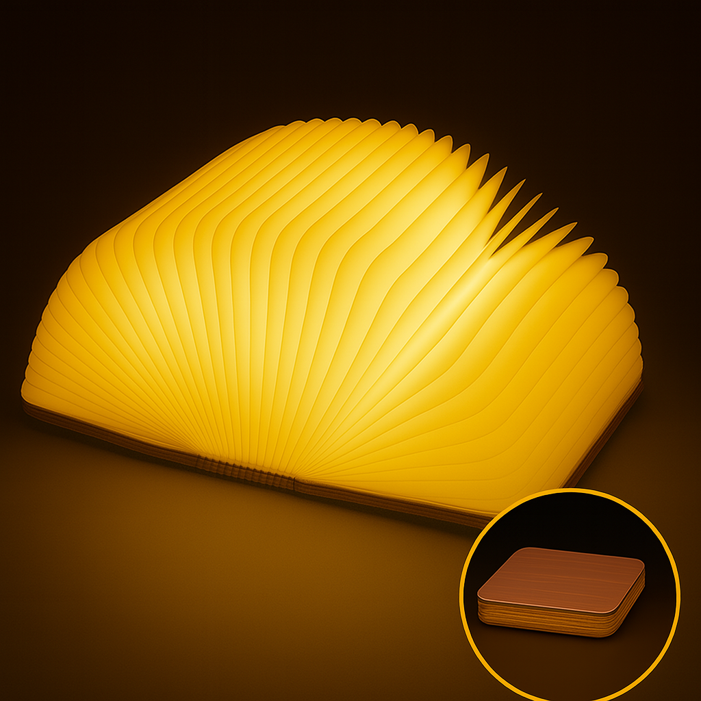 Wooden Foldable Book Lamp