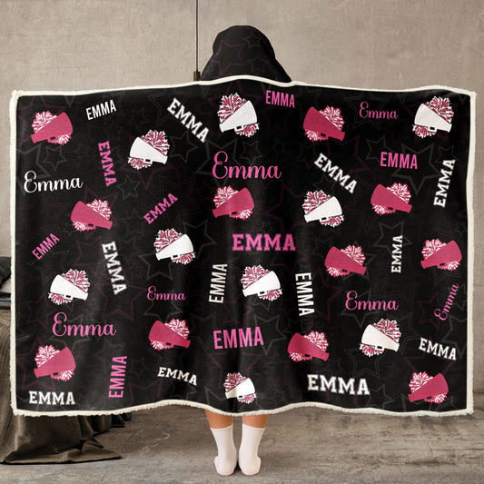 Cheerleader Custom Name, Color - Personalized Wearable Blanket Hoodie