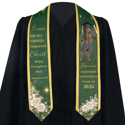 Christian Graduation With Inspiring Scripture - Personalized Graduation Stole