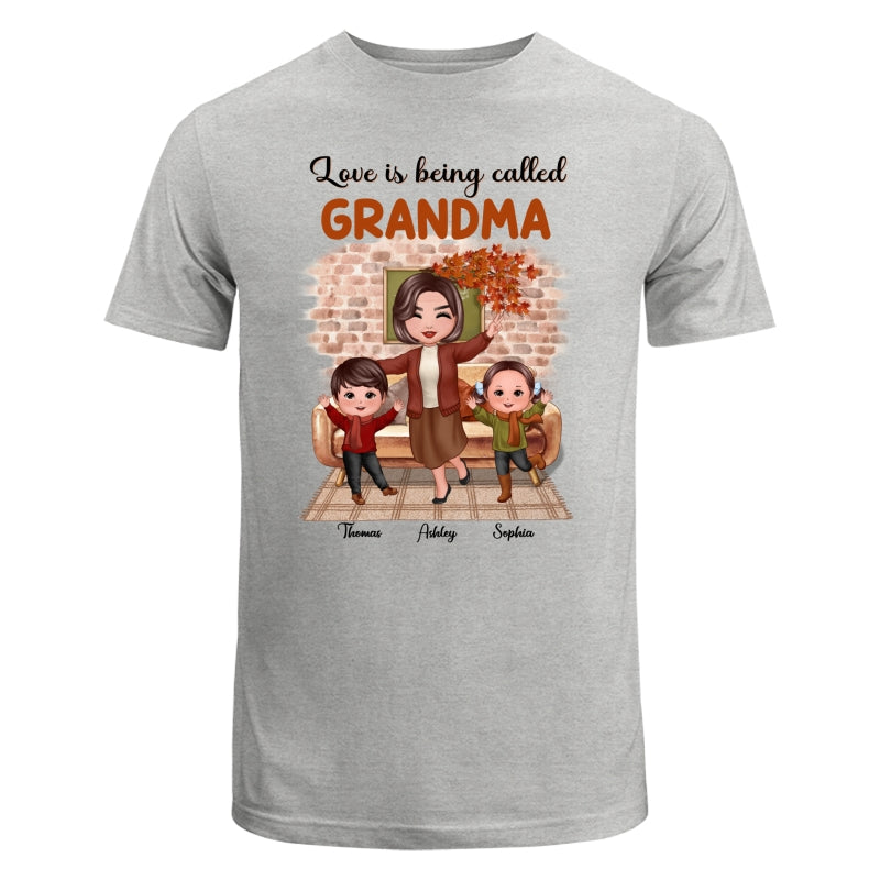 Fall Season Happy Doll Grandma And Grandkids Brick Background In House Personalized Shirt