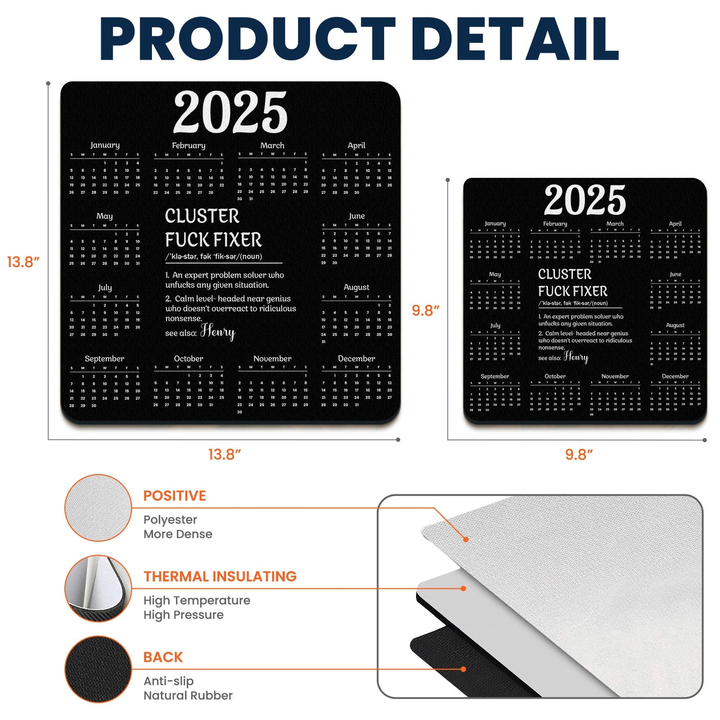 Cluster F*ck Fixer 2025 Calendar - Custom Shape Mouse Pad
