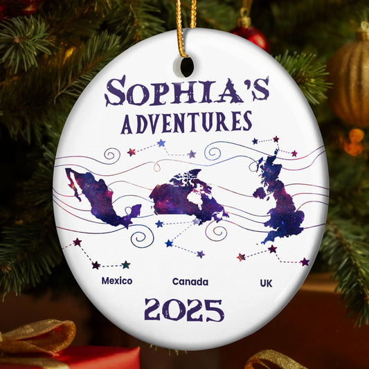 Country List Travel - Personalized Ceramic Ornament