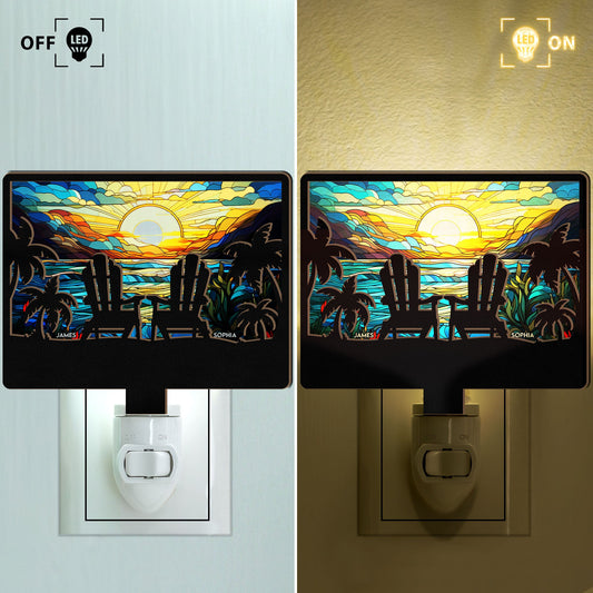 Couple Together - Personalized Wood And Acrylic Night Light