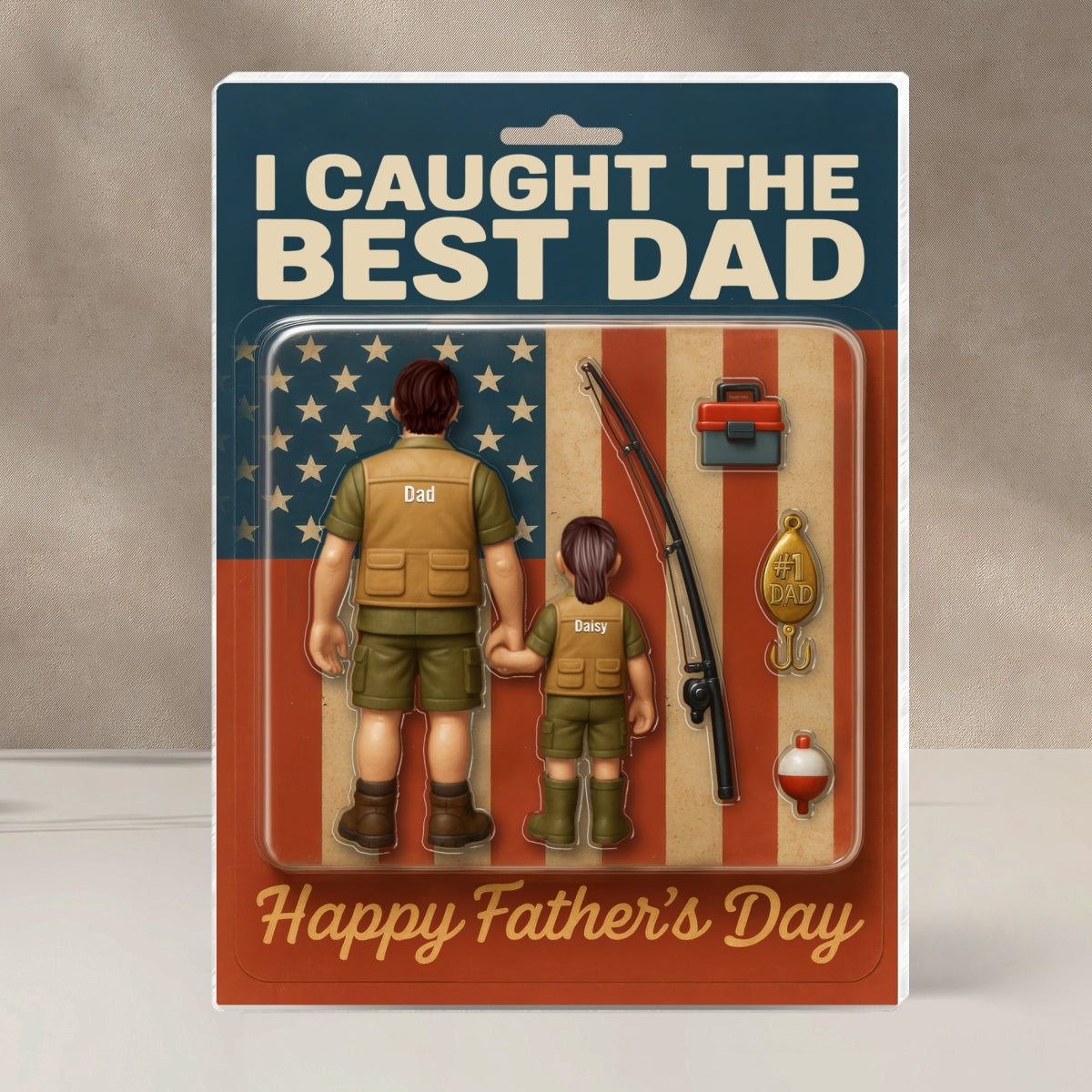 I Caught The Best Dad Custom Fishing Action Figure Personalized Acrylic Block Plaque,  Gift for Dad