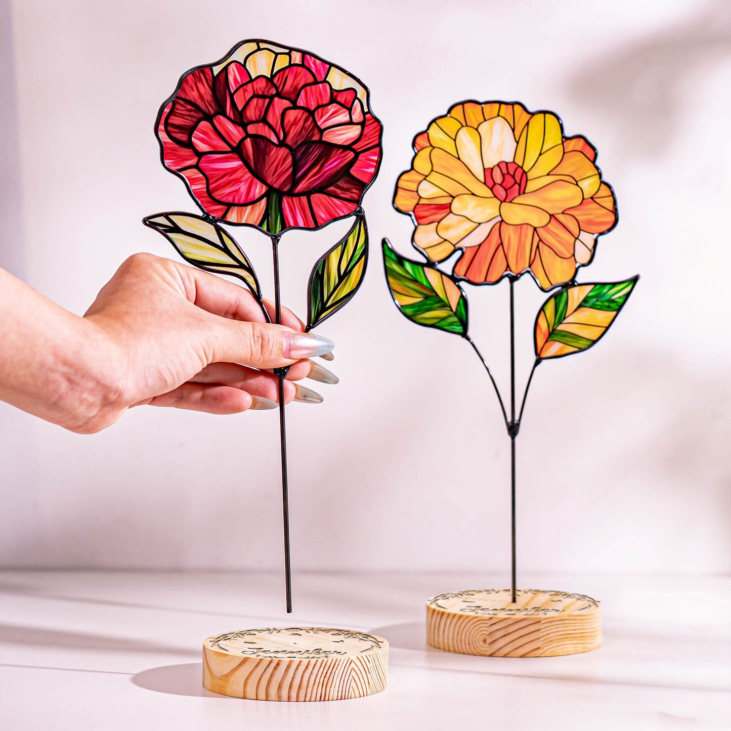 Custom Birth Flower - Custom Stained Glass Birth Flower Suncatcher