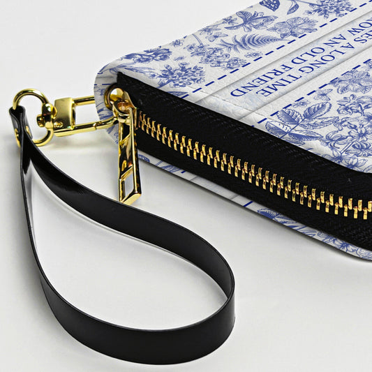 Custom Birth Flower It Takes A Long Time To Grow An Old Friend Toile De Jouy - Personalized Leather Long Wallet