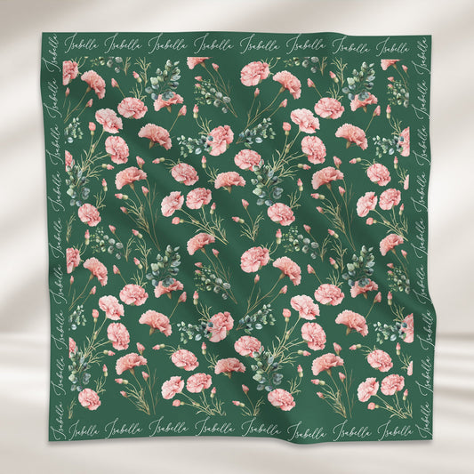 Custom Birth Flower & Names For Her, Friends, Sisters, Wife, Daughter, Mom Soft Satin - Personalized Scarf