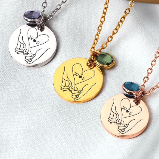 Custom Birthstone Necklace For Couple And Names - Personalized Birthstone Necklace