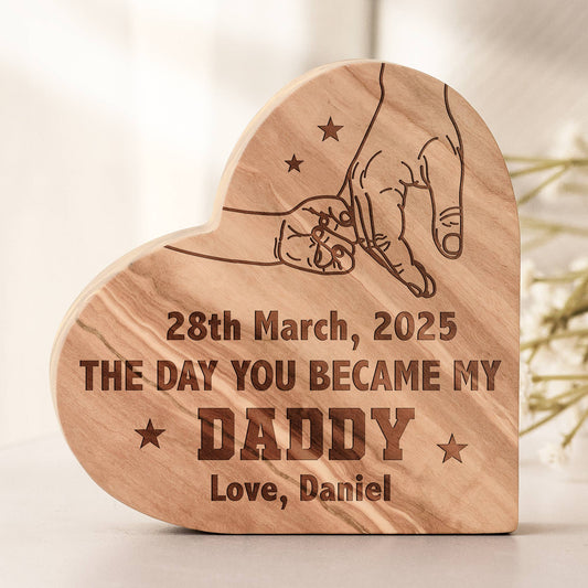 Father's Day Gifts, Custom Date The Day You Became My Daddy - Personalized Engraved Wood Plaque