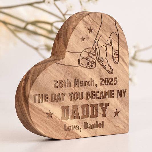 Father's Day Gifts, Custom Date The Day You Became My Daddy - Personalized Engraved Wood Plaque