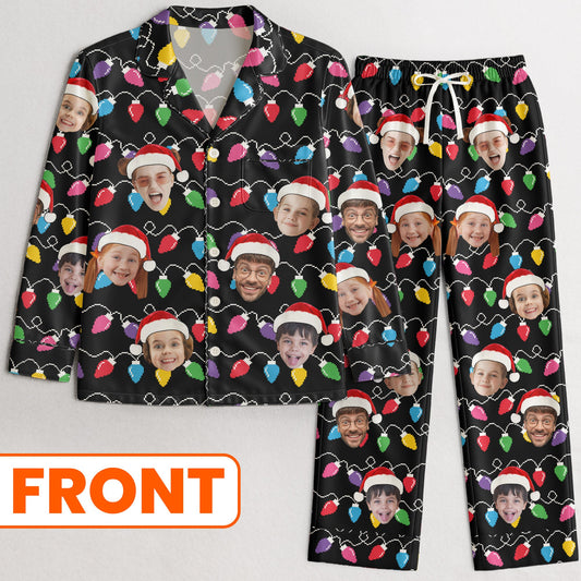 Custom Face Christmas Family Silly Xmas - Personalized Photo Satin Pajama Set