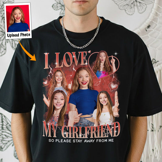 Custom Girlfriend Vintage Bootleg Shirt I Love My Girlfriend - Personalized Photo Comfort Tee