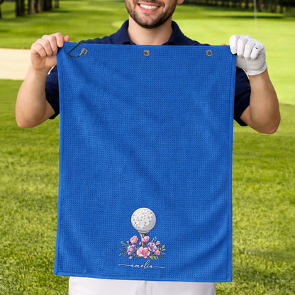 Custom Name And Birth Flower For Golf Lover - Personalized Golf Towel