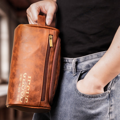 Custom Name Jesus The Way The Truth The Life - Personalized Leather Toiletry Bag