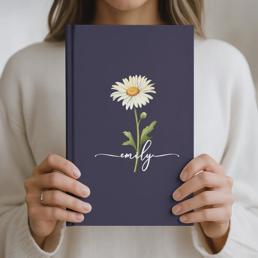 Custom Name & Birth Flower Birthday Gift For Her, Sisters, Daughter, Friends, Coworkers - Personalized Journal