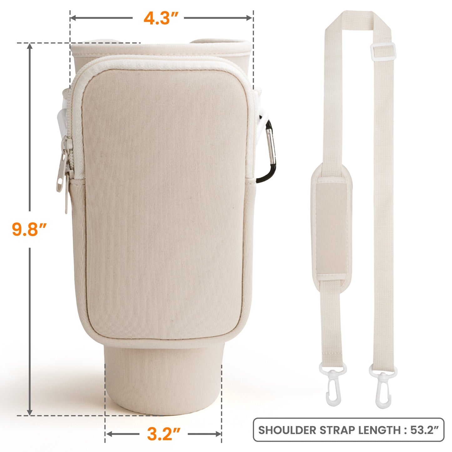 Custom Name & Birth Flower Toile De Jouy - Personalized Water Bottle Carrier Bag With Phone Pocket