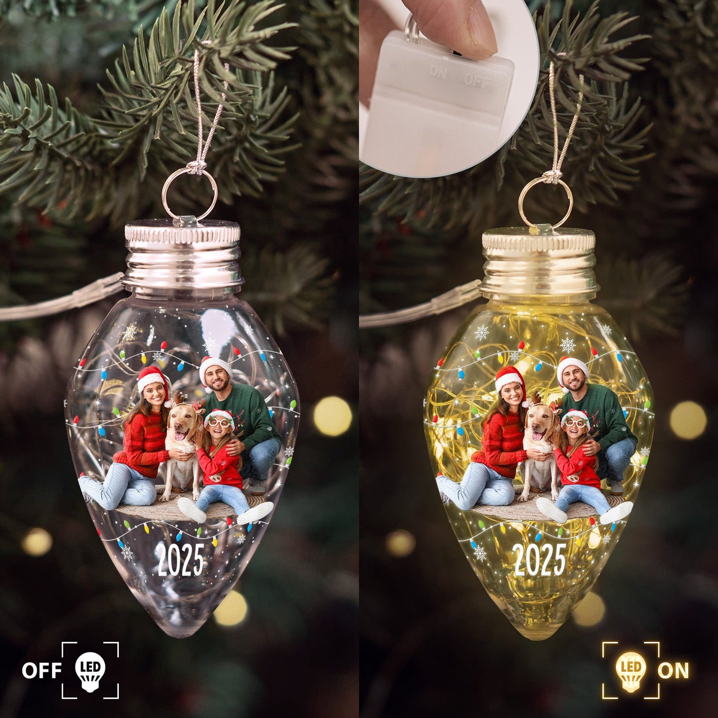 Custom Photo For Family, Kids, Pet Lovers - Christmas Bulk Gifts - Personalized Photo LED Christmas Light