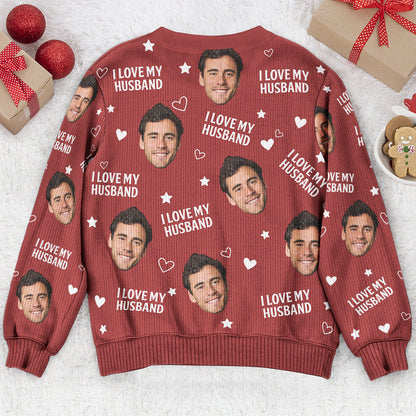 Custom Photo Funny Face I Love My Lover - Personalized Matching Photo Sweater