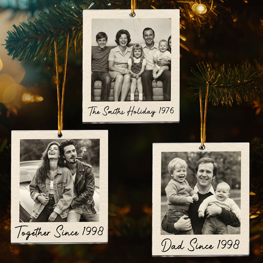 Custom Vintage Retro Polaroid Photo Christmas For Kids, Family, Siblings, Grandparents - Personalized Acrylic Ornament