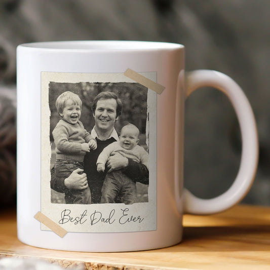 Father's Day Gifts, Custom Vintage Retro Polaroid Family Photo For Mom, Dad, Grandparents, Daughter, Son - Personalized Photo Mug