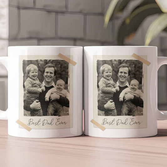 Father's Day Gifts, Custom Vintage Retro Polaroid Family Photo For Mom, Dad, Grandparents, Daughter, Son - Personalized Photo Mug