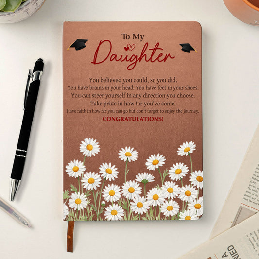 Custom Birth Flower Graduation - Personalized Leather Journal