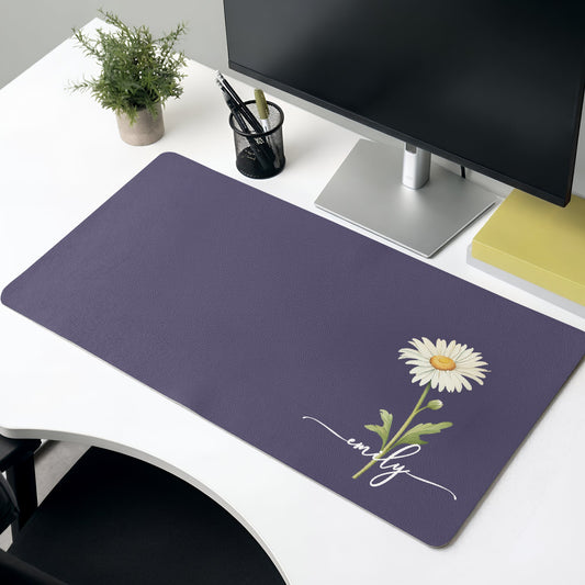 Custom Birth Flower & Name For Her, Coworkers, Friends, Teacher Ver 2 - Personalized Desk Mat