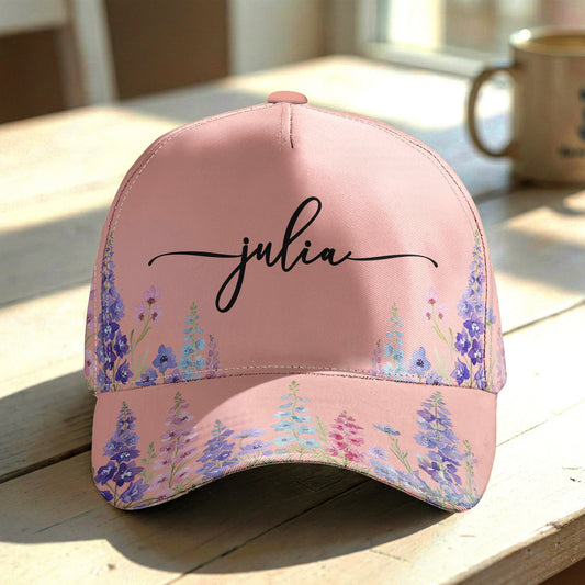 Custom Birth Flower & Name For Her, Friends - Personalized Cap