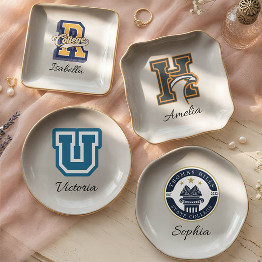 School Logo, High School Logo, Club Logo Graduation Photo - Personalized Jewelry Dish