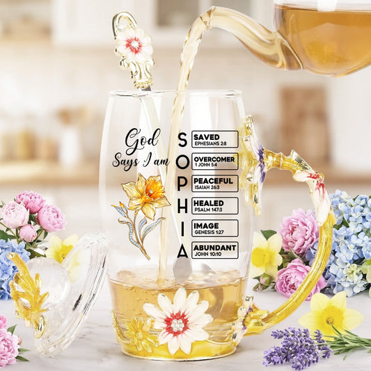 Custom Birth Flower & Name In Bible Verses Gifts For Her - Personalized Glass Cup