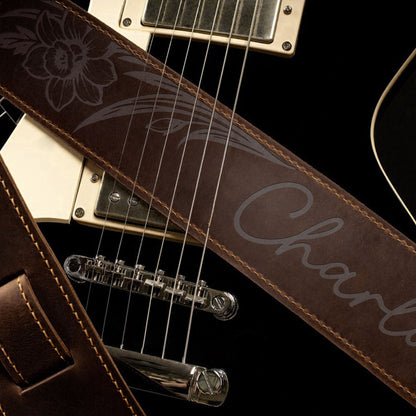 Custom Birth Flower - Personalized Leather Guitar Strap