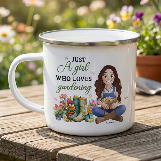 Custom Gardening Cup For Mom, Grandma, Florist, Plant Lover - Personalized Enamel Mug