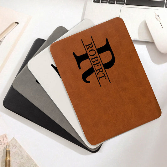 Custom Initial Names For Him, Son, Husband, Boyfriend, Coworkers - Personalized Leather Charging Mat