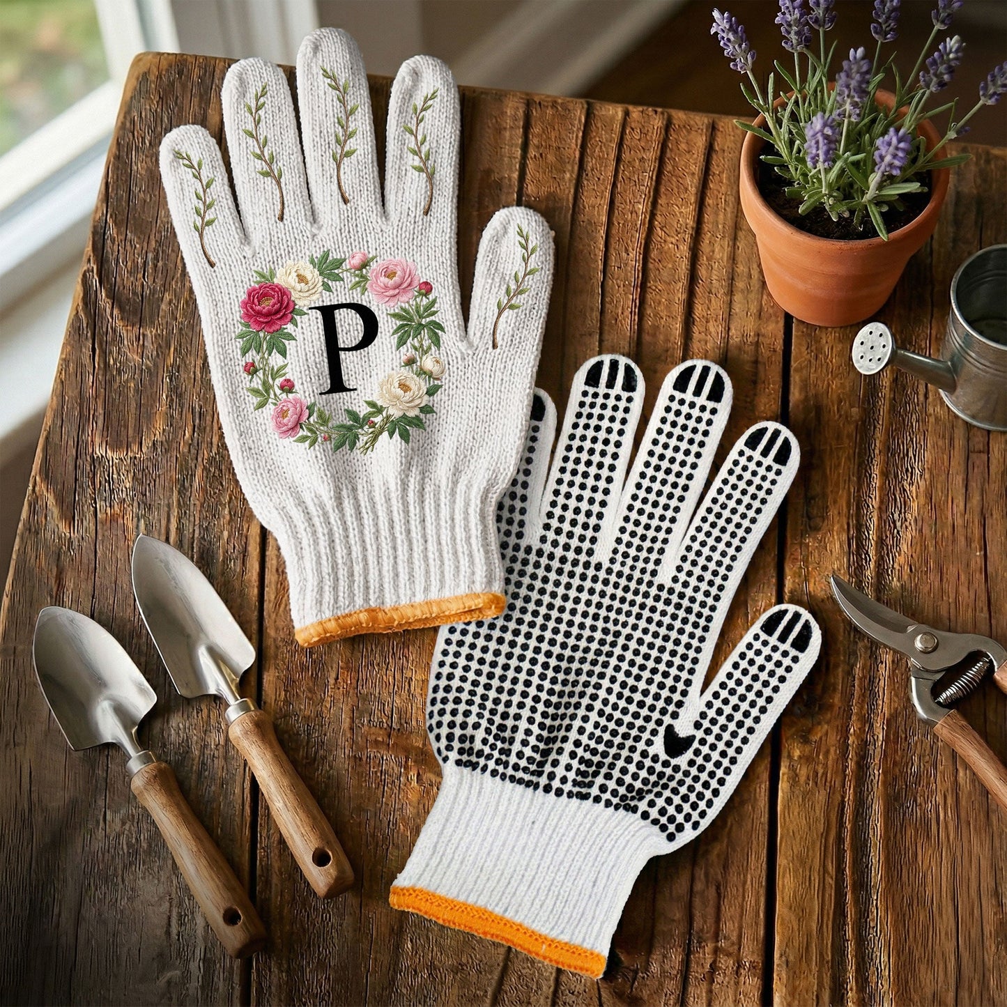 Custom Name And Birth Flower Plant Mom Gift For Her - Personalized Gardening Gloves